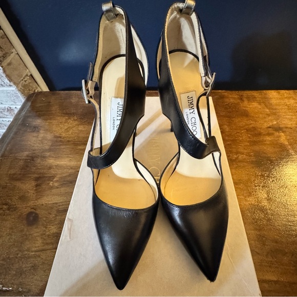 Jimmy Choo Dorsay Vinse 120 black/Anthracite strappy stiletto pumps size 37.5 - Picture 2 of 16